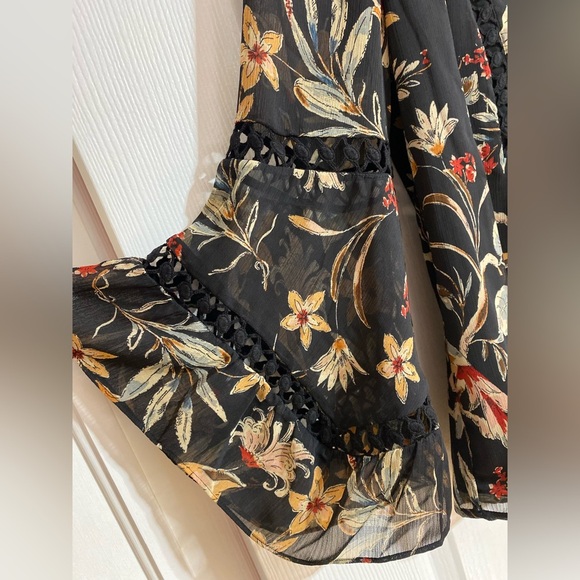 Anthropologie Daniel Rainn Boho Bell-Sleeve Crochet Tassel Peasant Blouse XS - Picture 6 of 13